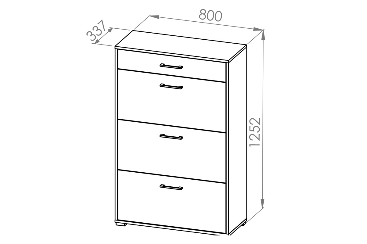Skrinka na topánky Migoz 15 s výklopnými dvierkami a zásuvkou - svetlá sonoma Skrinka na topánky z uchylnymi drzwiami i szuflada Caro 15 - Svetlá  sonoma- Rozmery