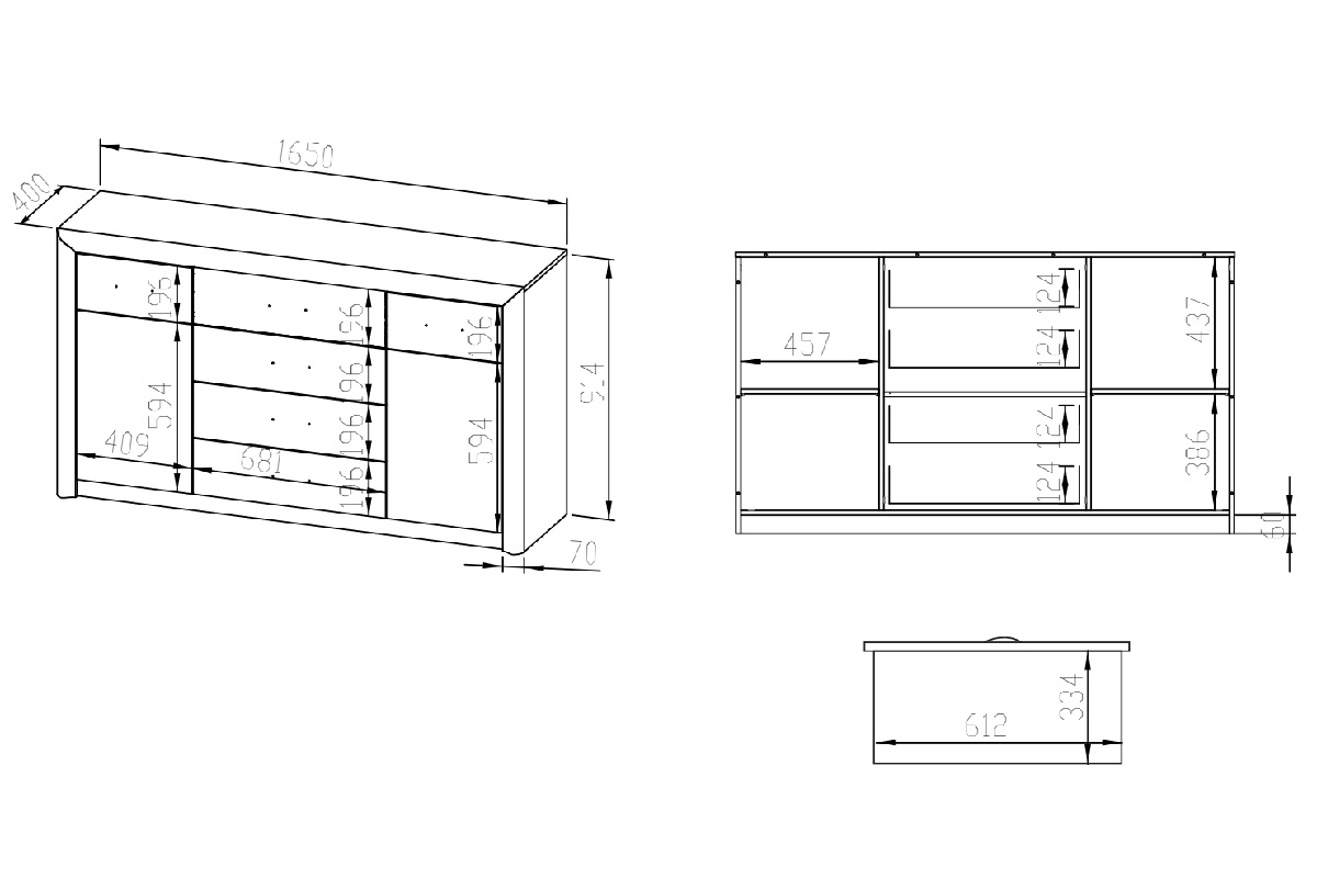 Komoda Mogazi 08 se zásuvkami 165 cm - světlý dub sonoma / sonoma truflowa Komoda