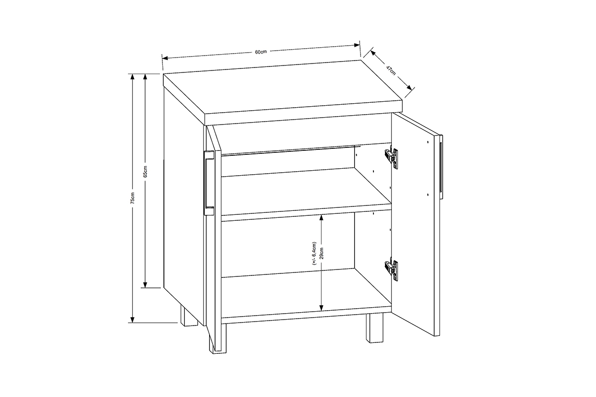 Kúpeľňová skrinka Mindel 60 cm pod umývadlo - biela Skrinka lazienkowa pod umywalke Mindel 60 cm - Biely 