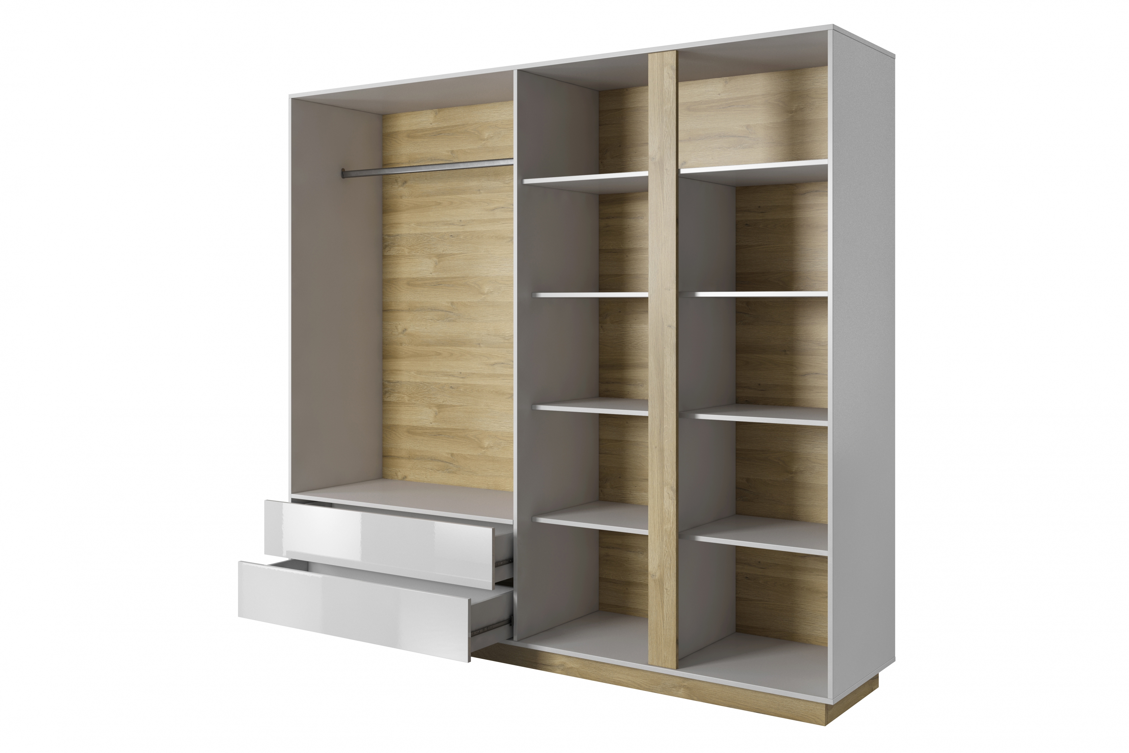 Skriňa Arcano 220 cm - biely/Dub grandson štvordverová Skriňa Arcano 220 cm - Biely/Dub grandson