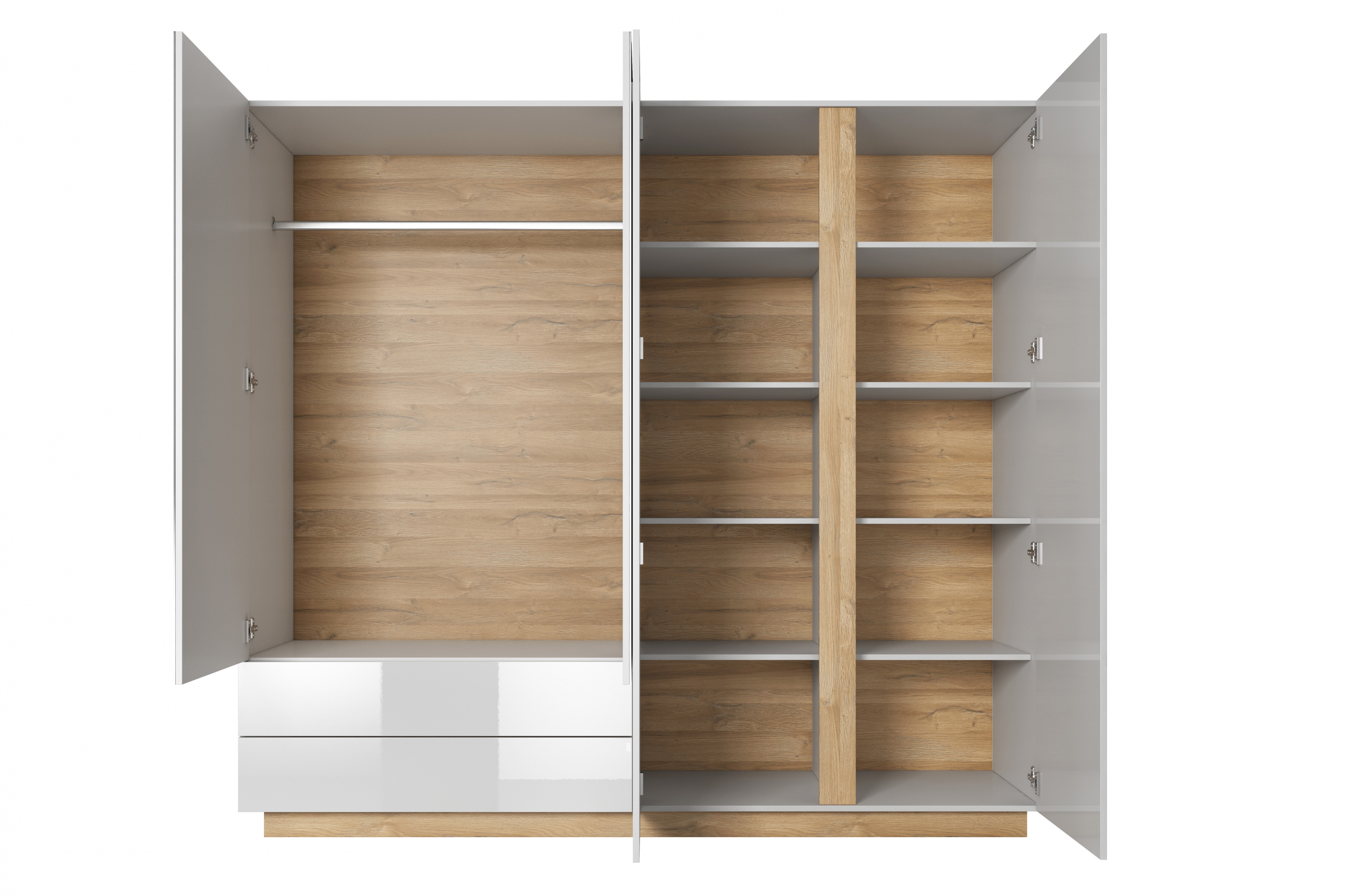 Skriňa Arcano 220 cm - biely/Dub grandson štvordverová Skriňa Arcano 220 cm - Biely/Dub grandson