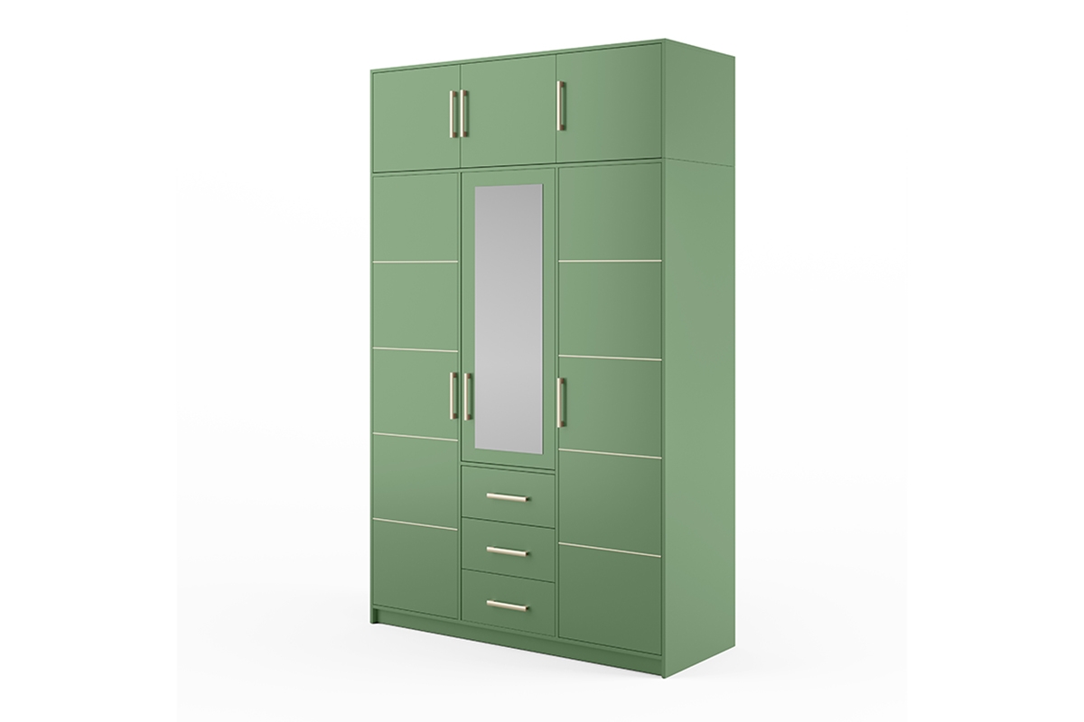 Skříň Bali 147 cm s nástavcem - lahvově zelená skříň Bali s nástavcem 