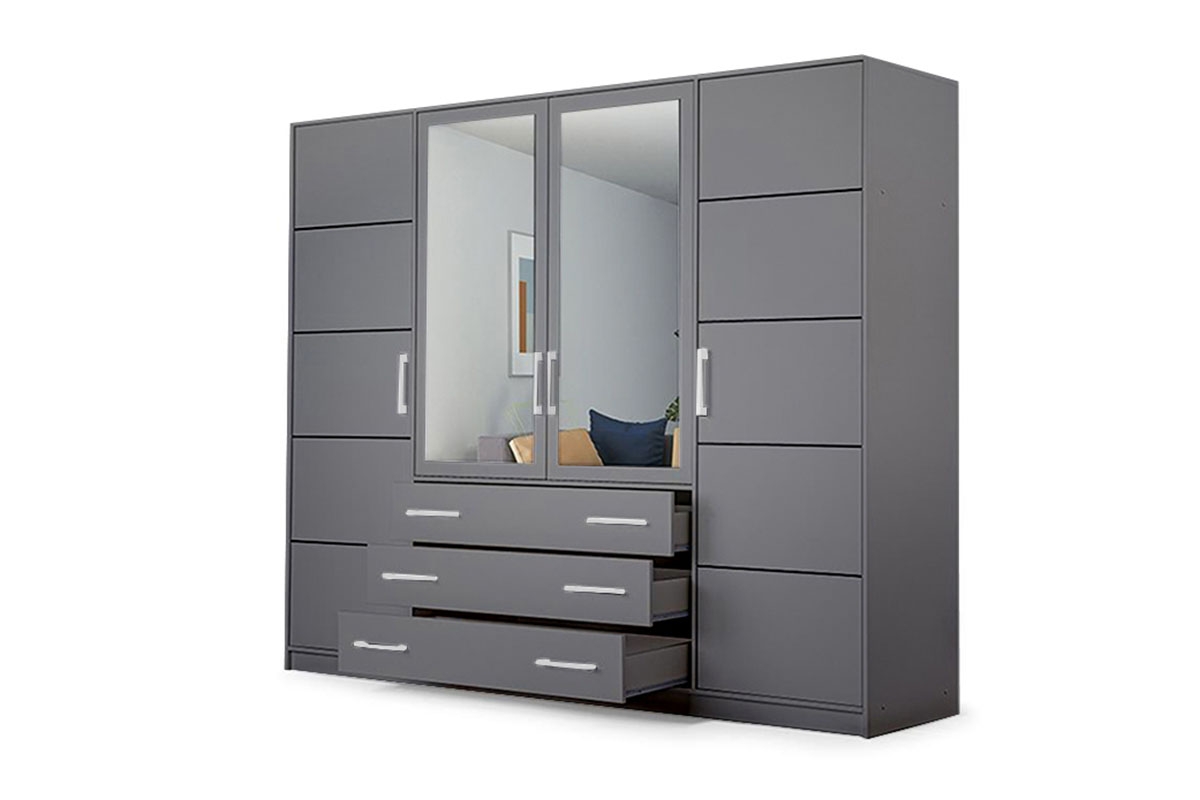 Skříň Bali 240 cm - grafitová skříň Bali D4 szuflady