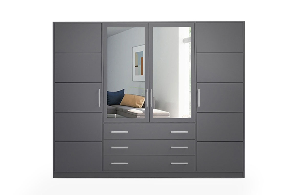 Skříň Bali 240 cm - grafitová skříň Bali D4 