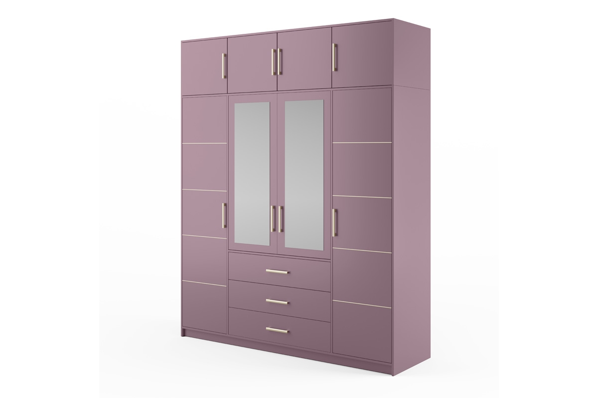 Skříň Bali 196 cm s nástavcem - švestka skříň s nástavcem 