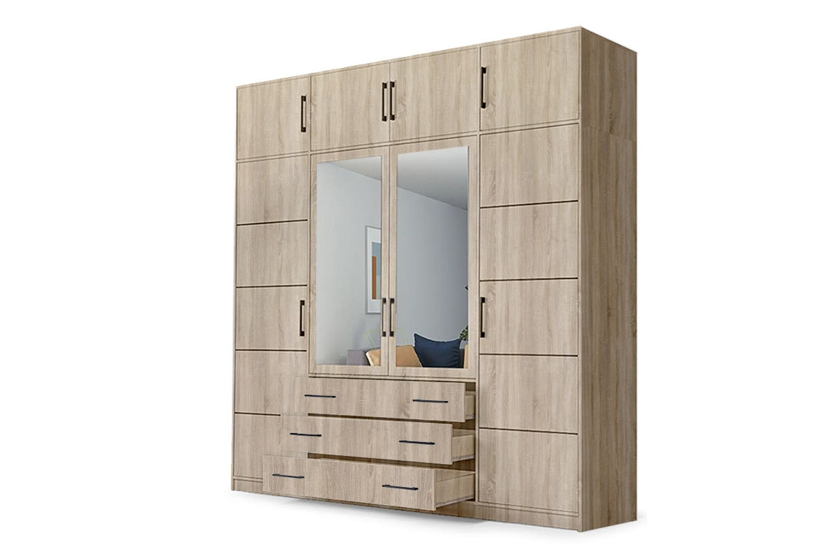 Skříň Bali 240 cm s nástavcem - dub sonoma skříň s nástavcem Bali D4 