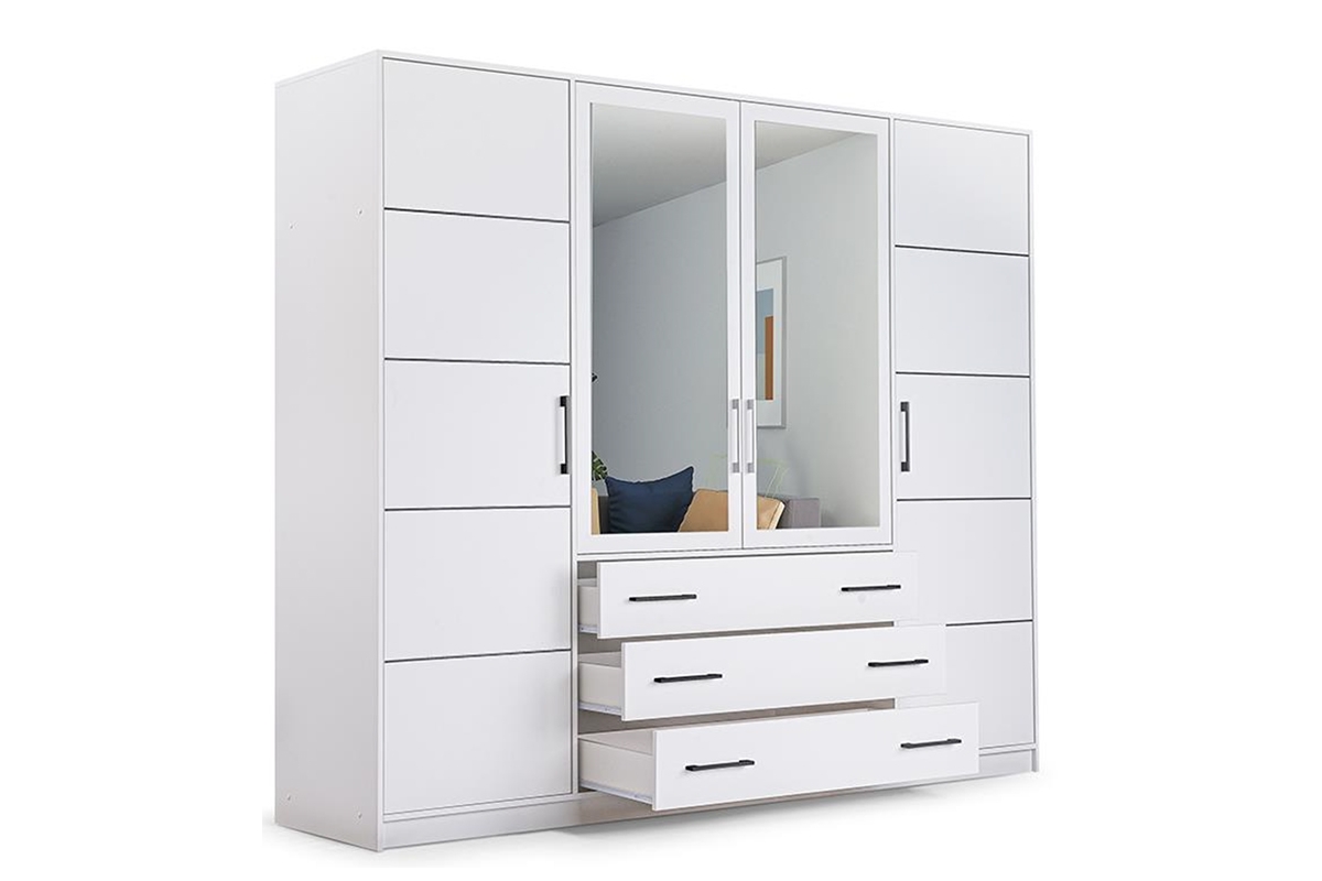 Šatníková skriňa Bali 240 cm so zrkadlom - biela Skriňa bali D4 240
