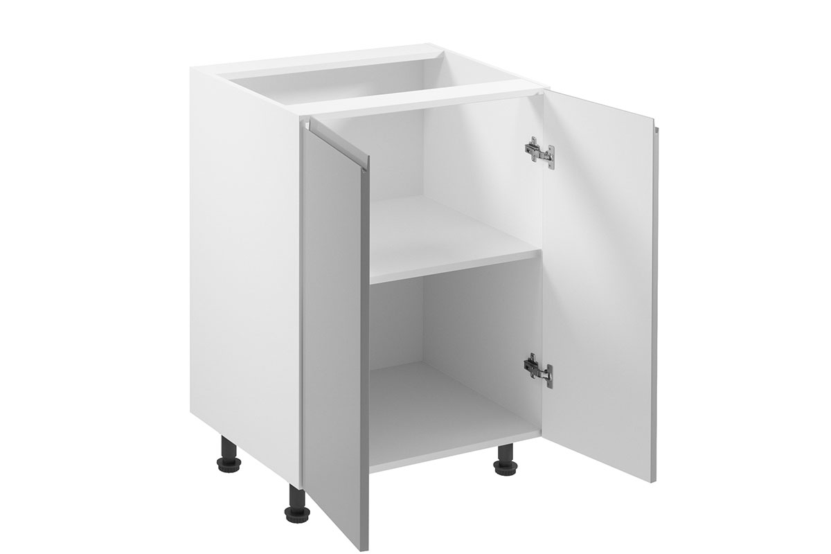 Dolní kuchyňská skříňka Aspen D60 dvoudveřová – šedý lesk Skříňka kuchyňská spodní dvoudveřová Aspen D60 - wnetrze