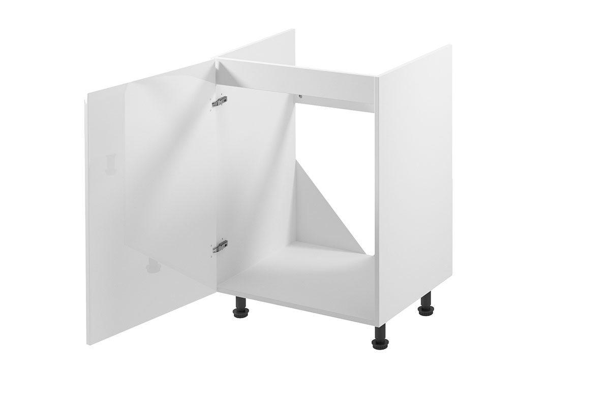 Spodní kuchyňská skříňka Aspen D60Z jednodveřová pro vestavbu dřezu – bílý lesk Skříňka kuchyňská pod zabudowe zlewozmywaka Aspen D60Z P/L - wnetrze