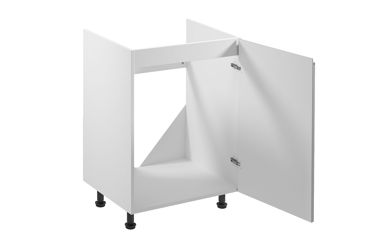 Dolní kuchyňská skříňka Aspen D60Z jednodveřová pro vestavbu dřezu – šedý lesk Skříňka kuchyňská pod zabudowe zlewozmywaka Aspen D60Z P/L - wnetrze