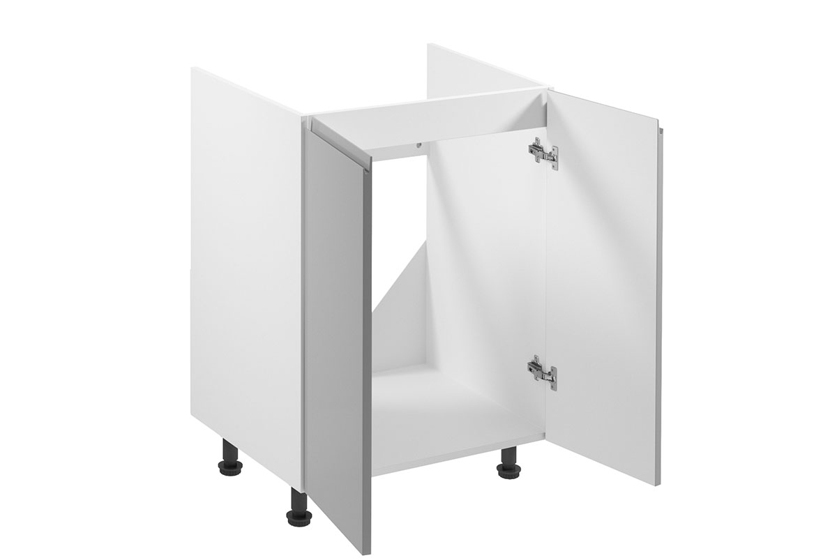 Dolní kuchyňská skříňka Aspen D60Z dvoudveřová pro vestavbu dřezu – šedý lesk Skříňka kuchyňská pod zabudowe zlewozmywaka Aspen D60Z - wnetrze