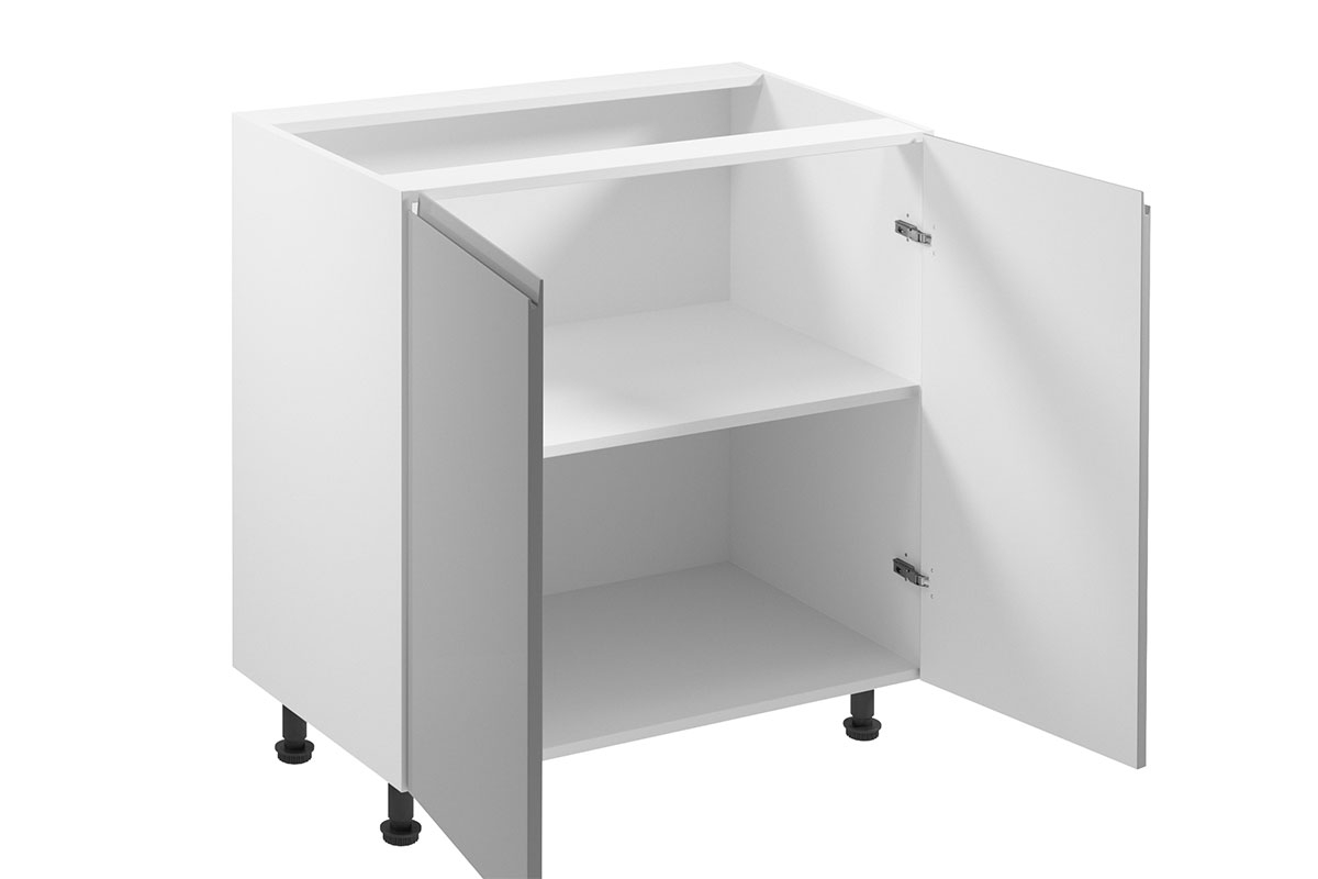 Dolní kuchyňská skříňka Aspen D80 dvoudveřová – šedý lesk Skříňka kuchyňská spodní dvoudveřová Aspen D80 - wnetrze