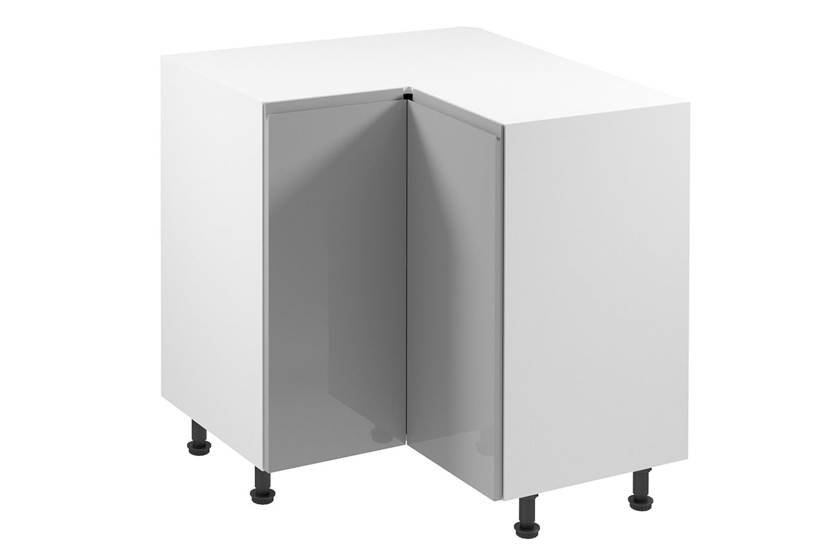 Dolní kuchyňská skříňka Aspen D90N rohová dvoudveřová – šedý lesk Skříňka kuchyňská spodní rohová Aspen D90N - Šedý lesk