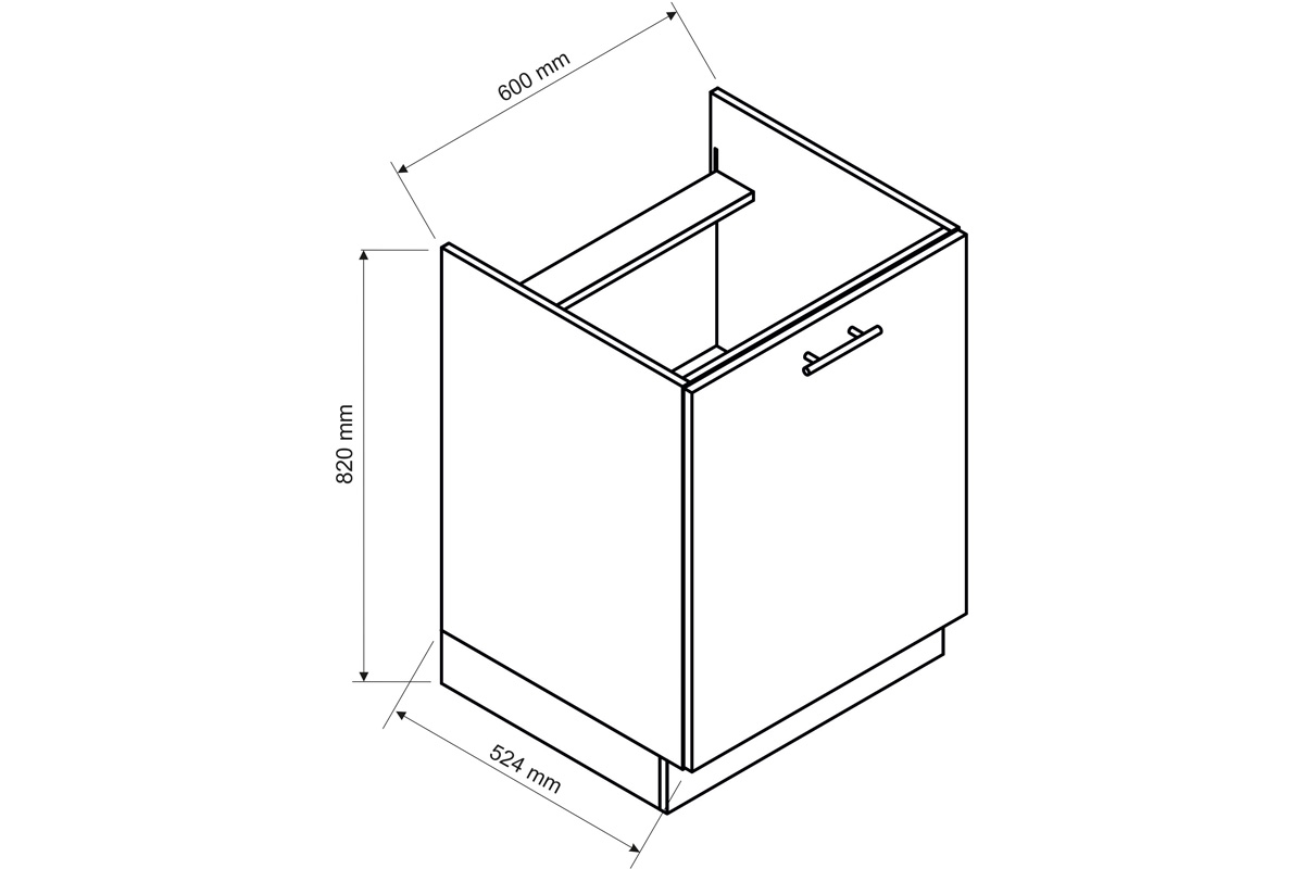 Skříňka dolní Denis D60 PC P/L pod varnou desku - dub London Skříňka denis 