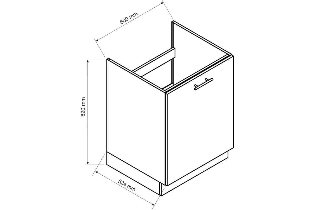 Skříňka dolní Denis D60 ZL P/L pod dřez - dub London máčrt Skříňky denis 