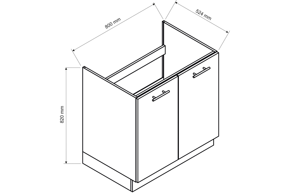 Kuchyňská skříňka Denis D80 ZL - spodní pod dřez - dub London Skříňka denis