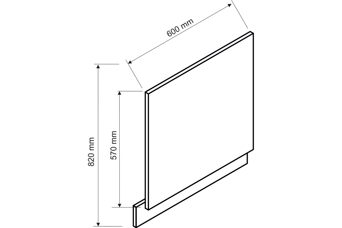 Denis Dvierka na umývačku 60 P.O. - s odkrytým panelom - Dub London Predná časť kuchyňa Denis - rozmery