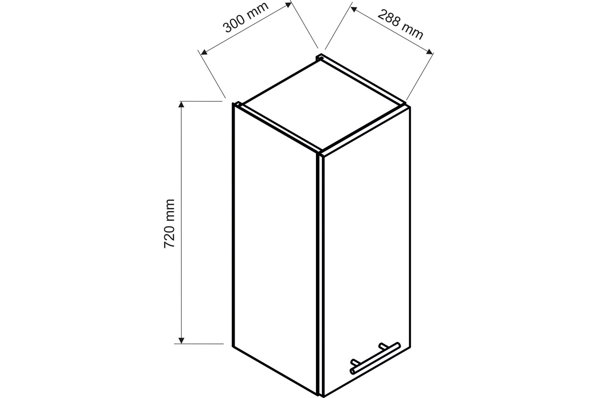 Denis W30 P/L - Jednodverová závesná skrinka - Dub London Skrinka denis - rozmery