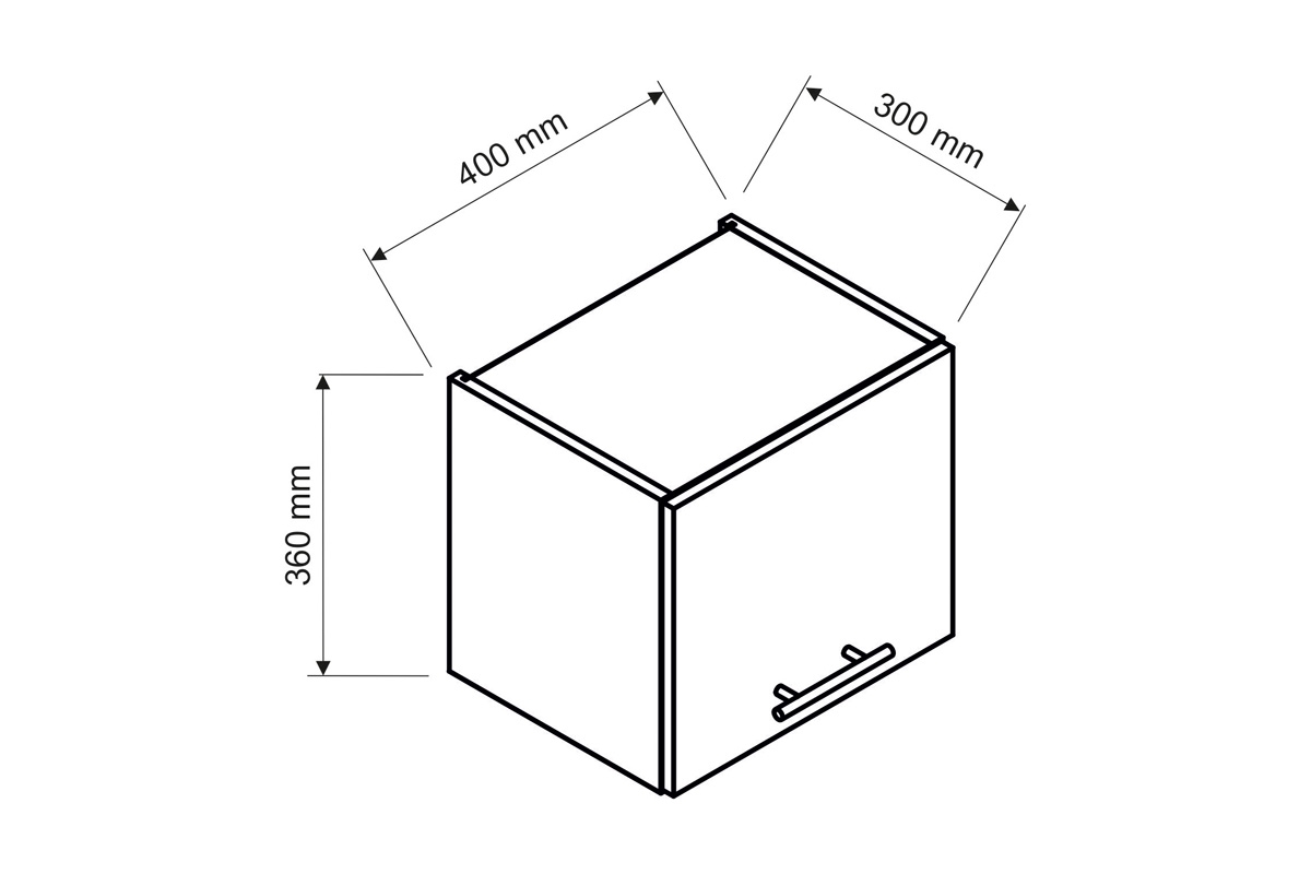 Denis W40 OKGR - závesná skrinka s výklopnými dvierkami Skrinka do kuchni Rozmery