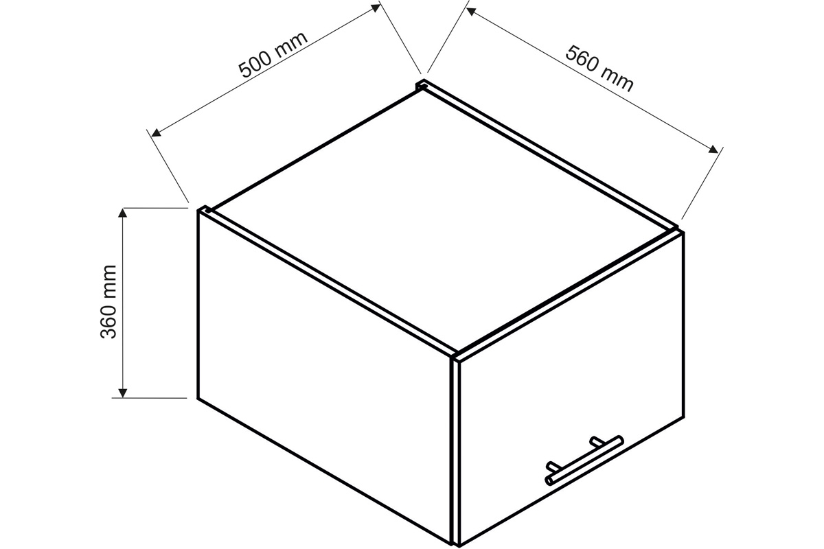 Denis W50 OKGR/560 - závesná skrinka s výklopnými dvierkami - Dub London Skrinka denis  - rozmery