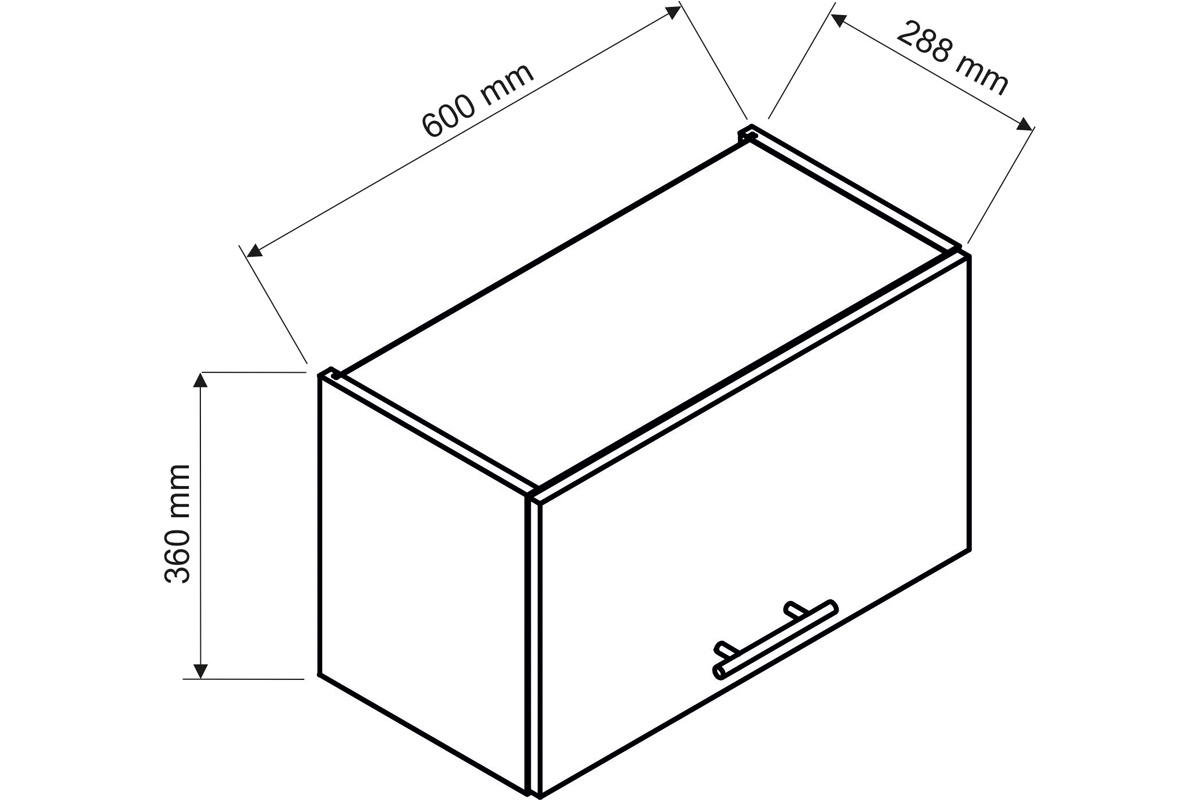 Denis W60 OKGR - závesná skrinka s výklopnými dvierkami - Dub London Závesná skrinka Denis - rozmery