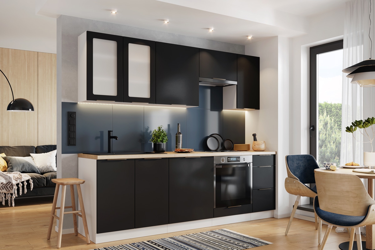 Závěsná skříňka Denis W80 GRF/2 s výklopnými předními částmi - dub London Komplet nábytku do kuchyně Denis 