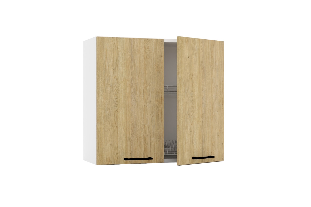 Závěsná skříňka Denis W80 SU s odkapávačem - dub London / hliník Skříňka dvoudveřová z suszarka Denis 