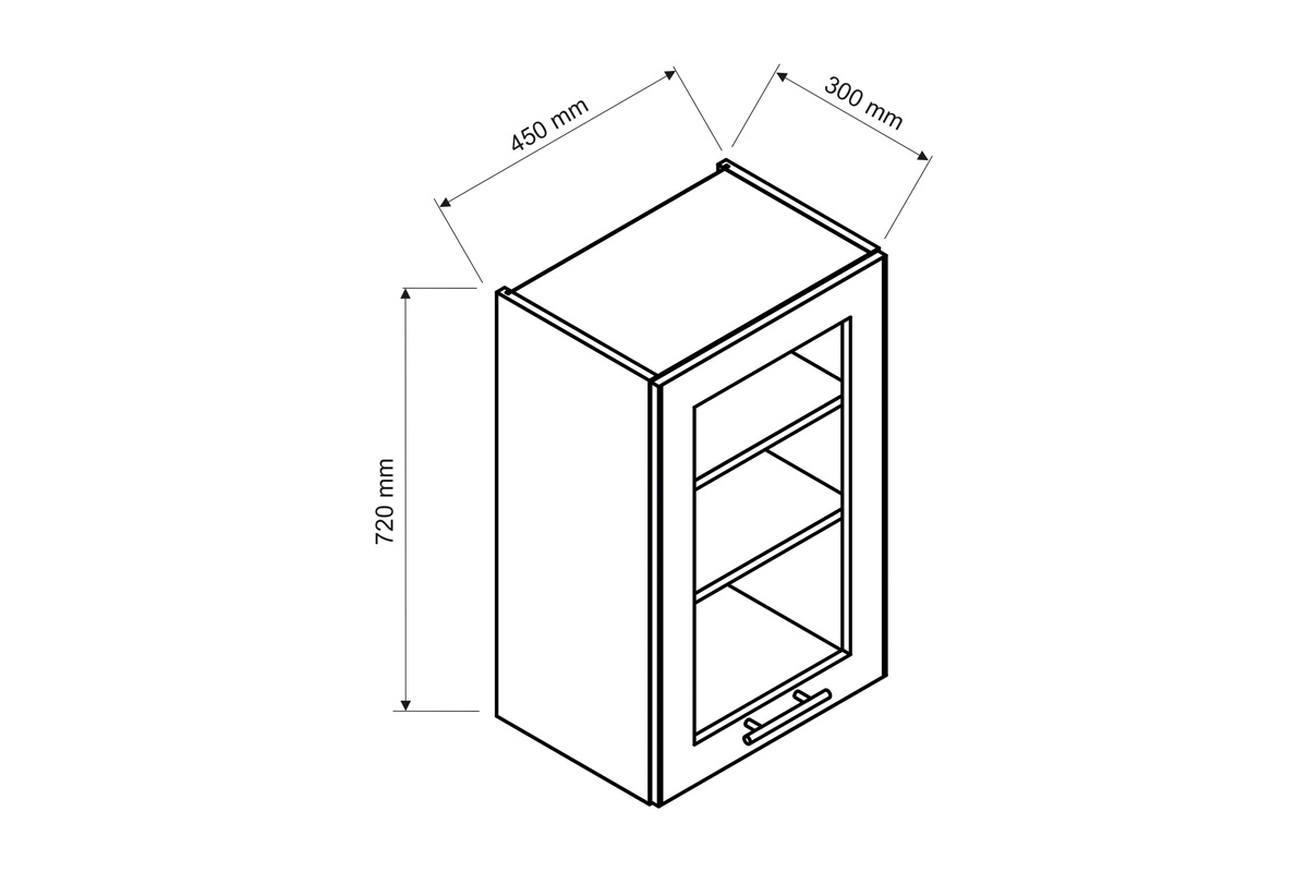 Denis WS45 P/L - závesná skrinka vitrína Skrinka stolkar 