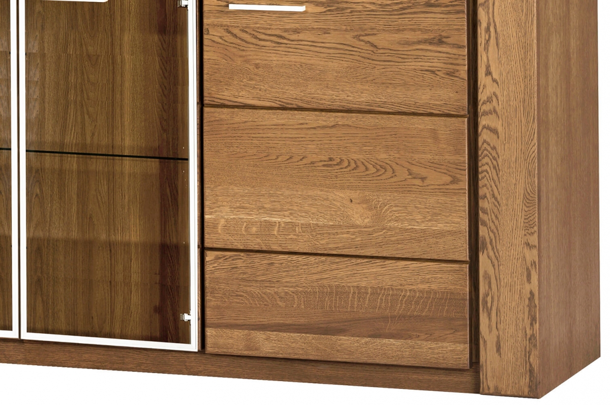 Komoda Velvet 49 - dub rustikal dřevěná Komoda Velvet 49 z przeszklonym frontem 201 cm - dub rustical