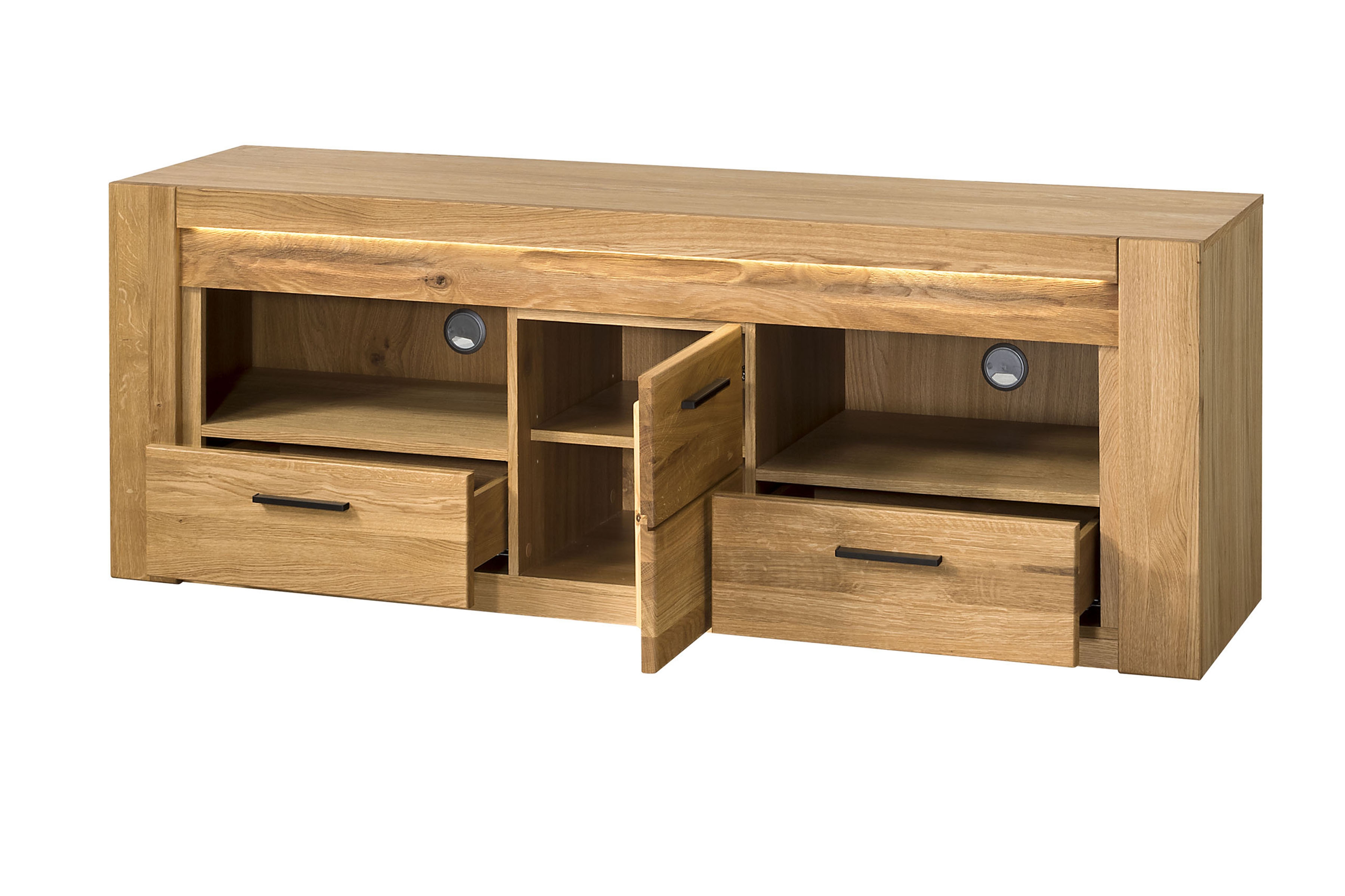 Dřevěná TV skříňka Velvet 25 161 cm - přírodní dřevěná Skříňka RTV Velvet 25 se zásuvkami 161 cm - dub natura