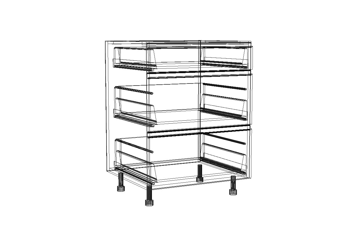 Lamja DS 6/3 BLUM - dolná skrinka so zásuvkami Tandembox Lamja DS 6/3 BLUM - szkic Skrinky 