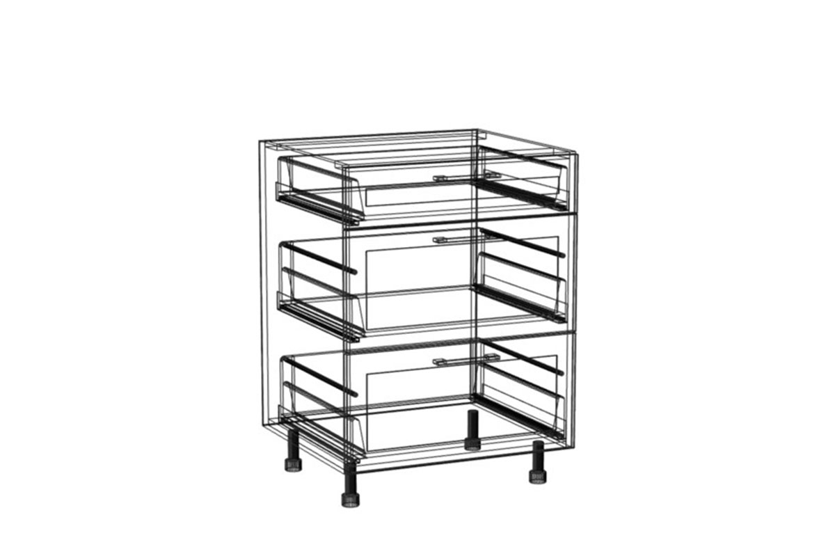 Skříňka spodní Navia DS 6/3 se třemi zásuvkami Starmotion Navia DS 6/3 - wnetrze Skříňky