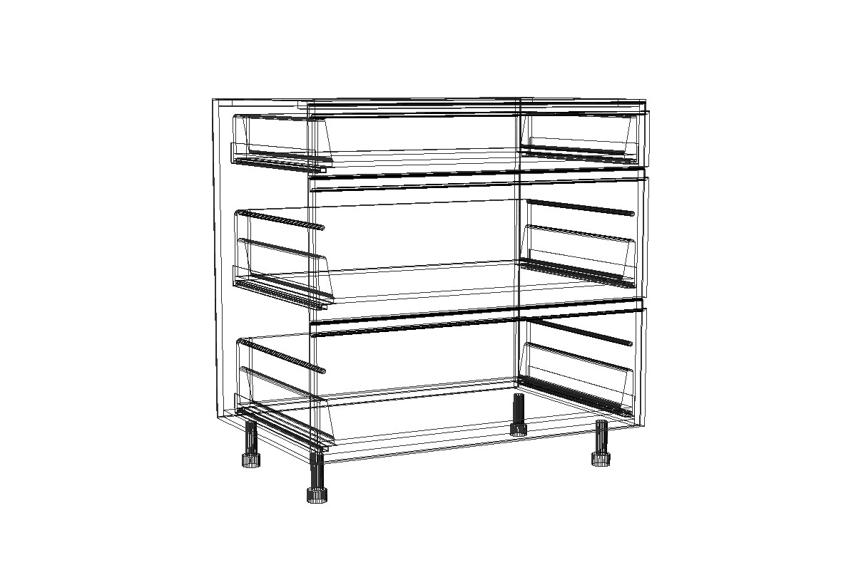 Lamja DS 8/3 BLUM - dolná skrinka so zásuvkami Tandembox Lamja DS 8/3 BLUM - szkic Skrinky