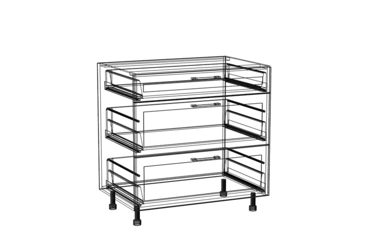 Skříňka spodní Navia DS 8/3 se třemi zásuvkami Starmotion Navia DS 8/3 - wnetrze Skříňky 