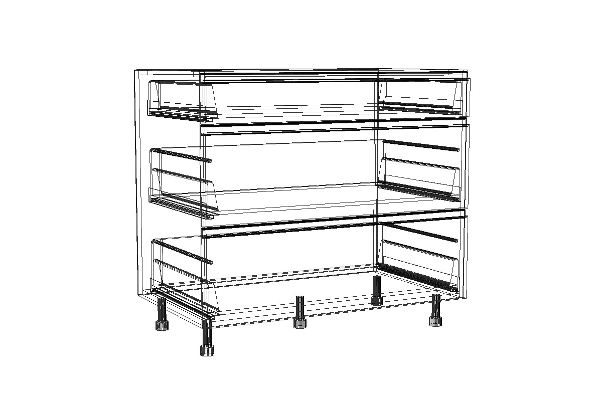 Spodní kuchyňská skříňka Lamja DS9/3 s 3 zásuvkami Tandembox Lamja DS 9/3 BLUM - szkic Skříňky