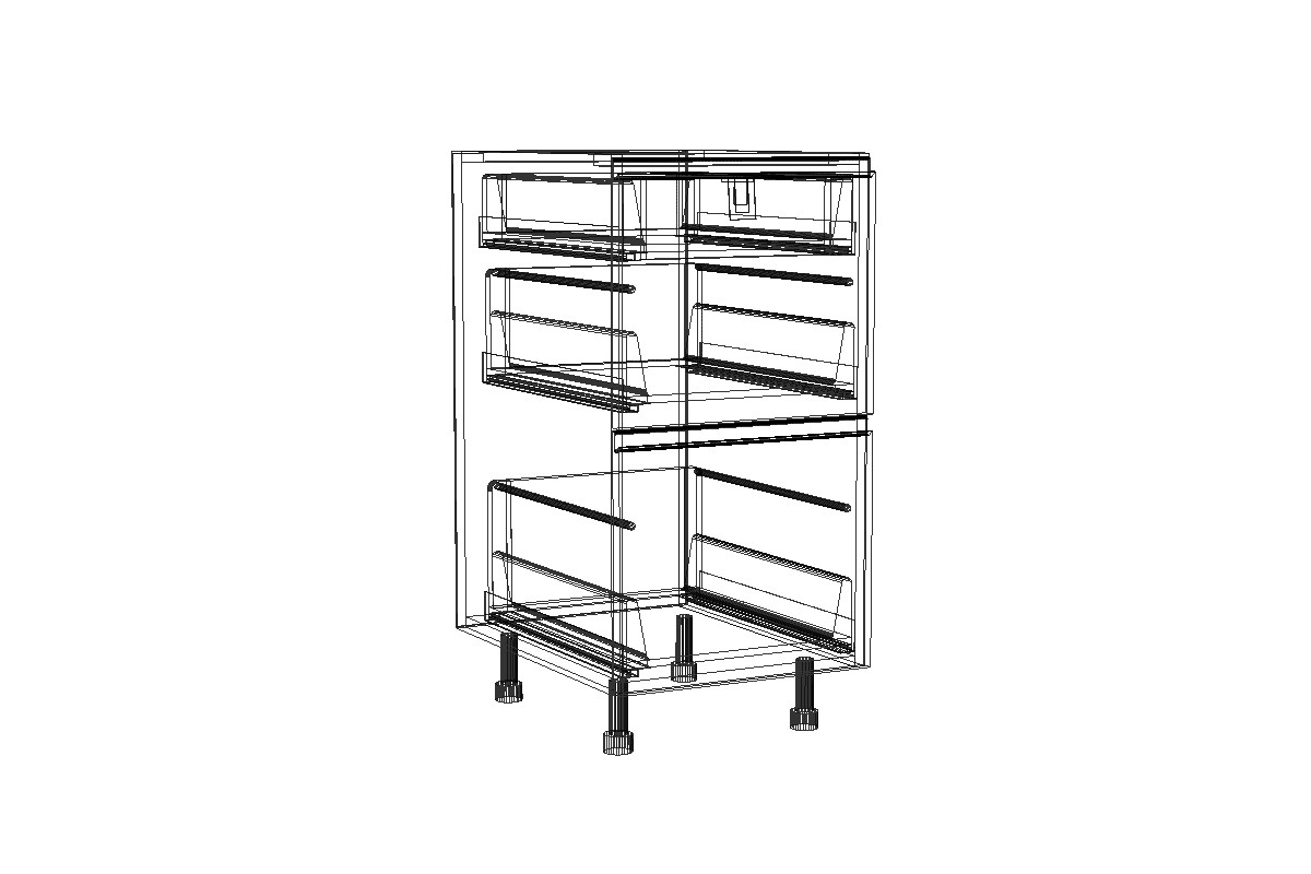 Spodní kuchyňská skříňka Lamja DSM4/3 s vnitřní zásuvka BLUM Lamja DSM 4/3 BLUM - szkic Skříňky