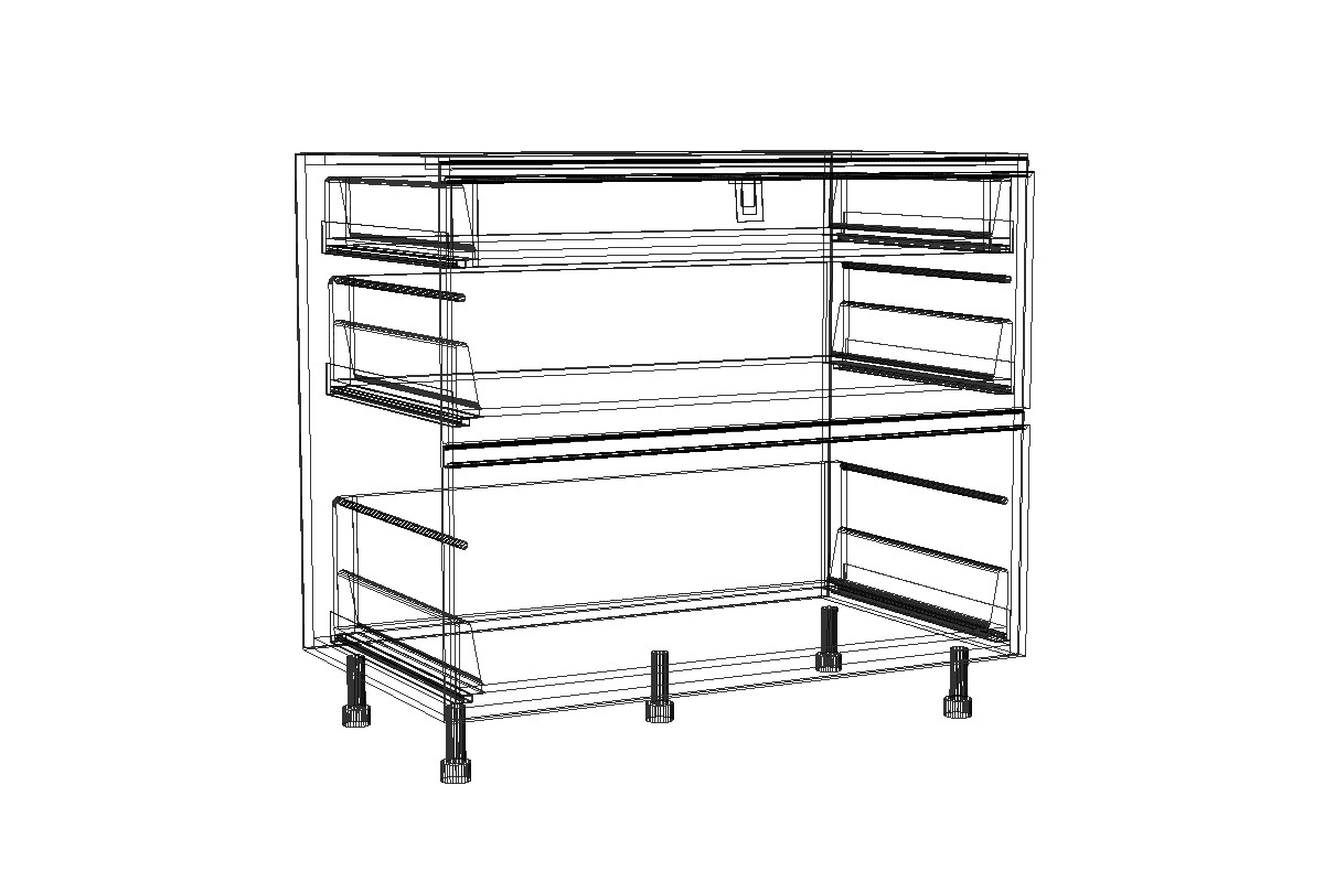 Spodní kuchyňská skříňka Lamja DSM9/3 s vnitřní zásuvka BLUM Lamja DSM 9/3 BLUM - szkic Skříňky 