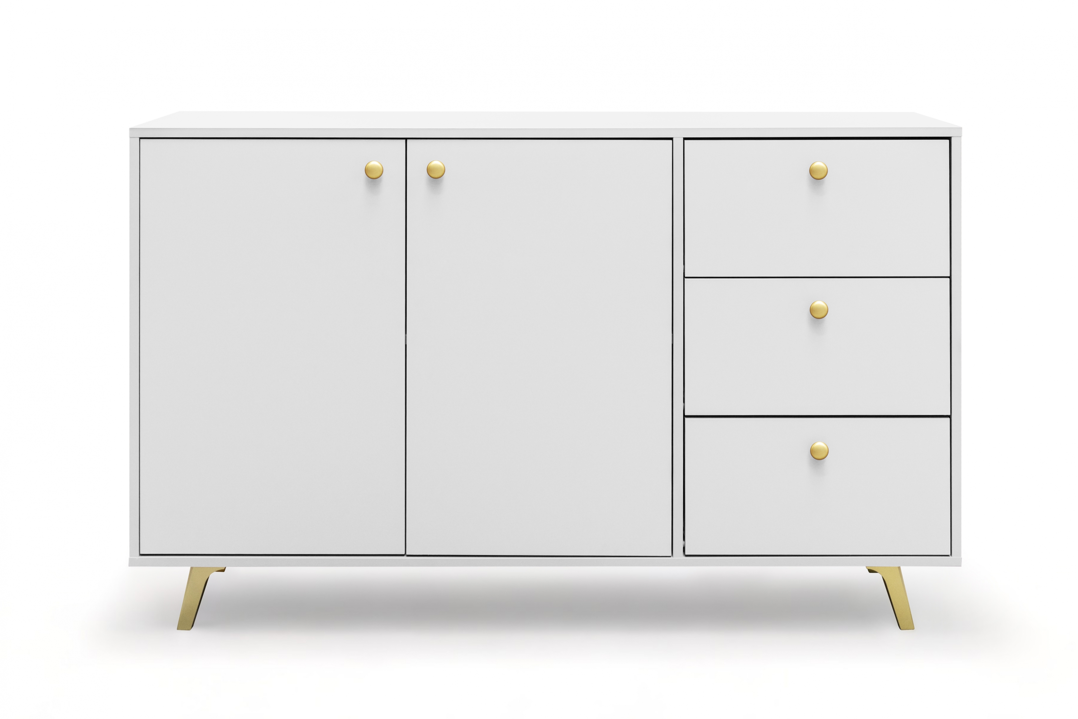 Komoda Siena s 3 zásuvkami 140 cm - Biela dvojdverová Komoda Siena s 3 zásuvkami 140 cm - Biela