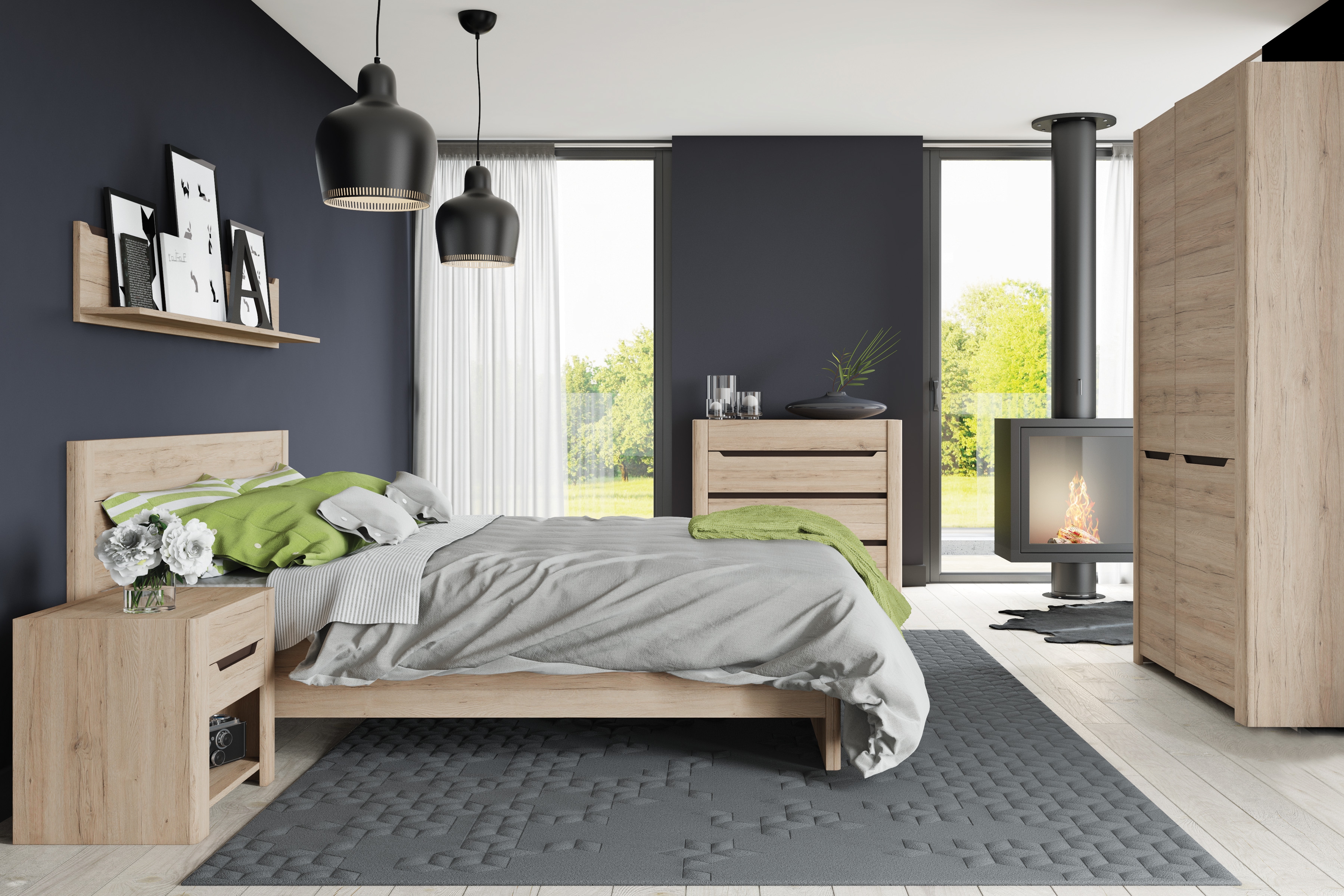 Skříň Desjo 05 - 98 cm - dub san remo / hnědá dvoudveřová skříň Desjo 05 - 98 cm - Dub sanremo / Hnědá uni