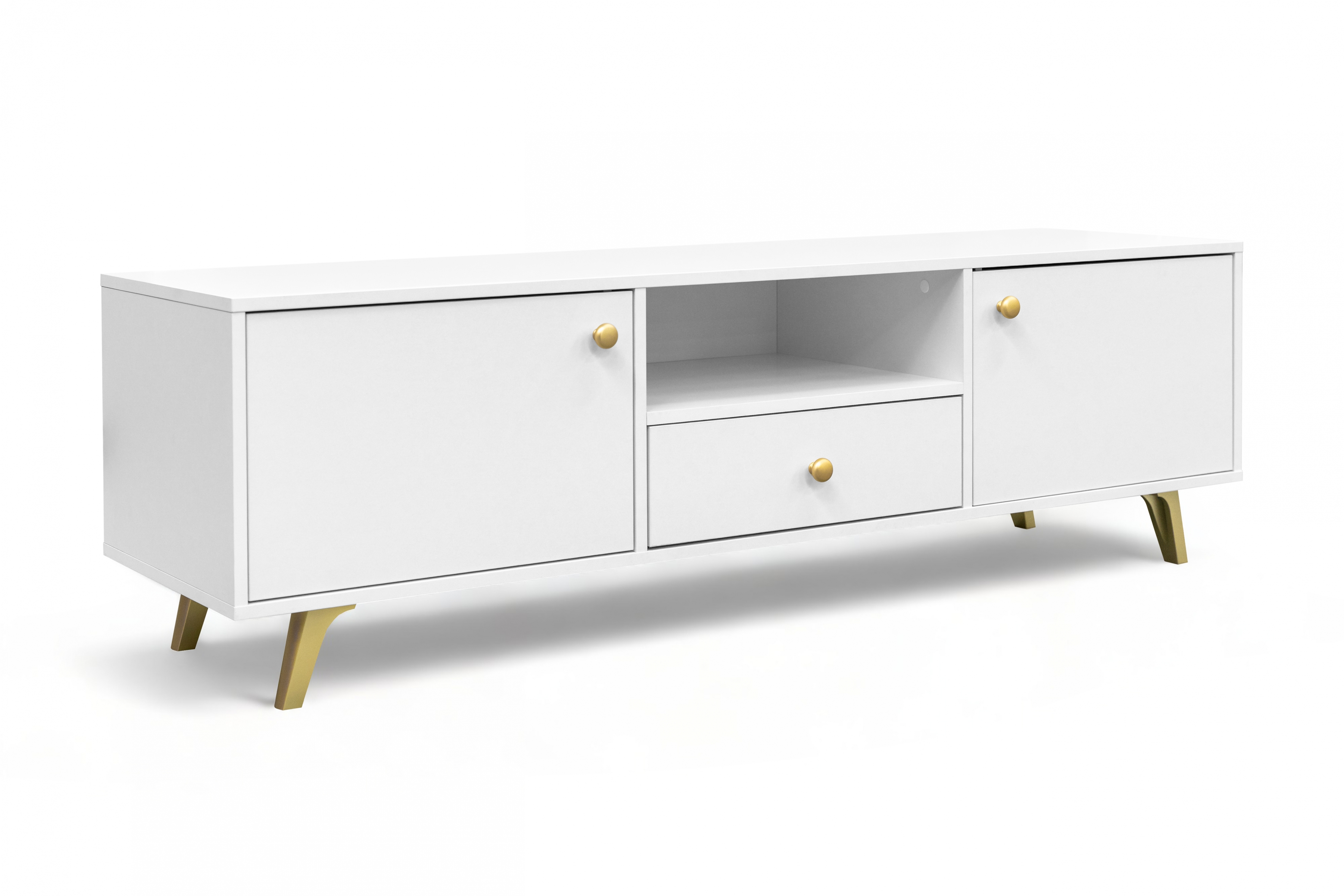 TV stolek Siena 160 cm - bílý dvoudveřová Skříňka RTV Siena z szuflada 160 cm - Bílá