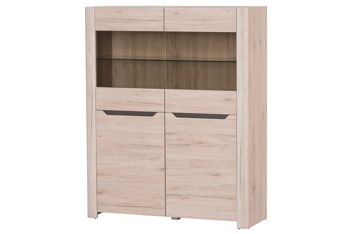 Vitrína Desjo 03 - 118 cm - dub san remo / hnědá dvoudveřová Vitrína Desjo 03 - 118 cm - Dub sanremo / Hnědá uni