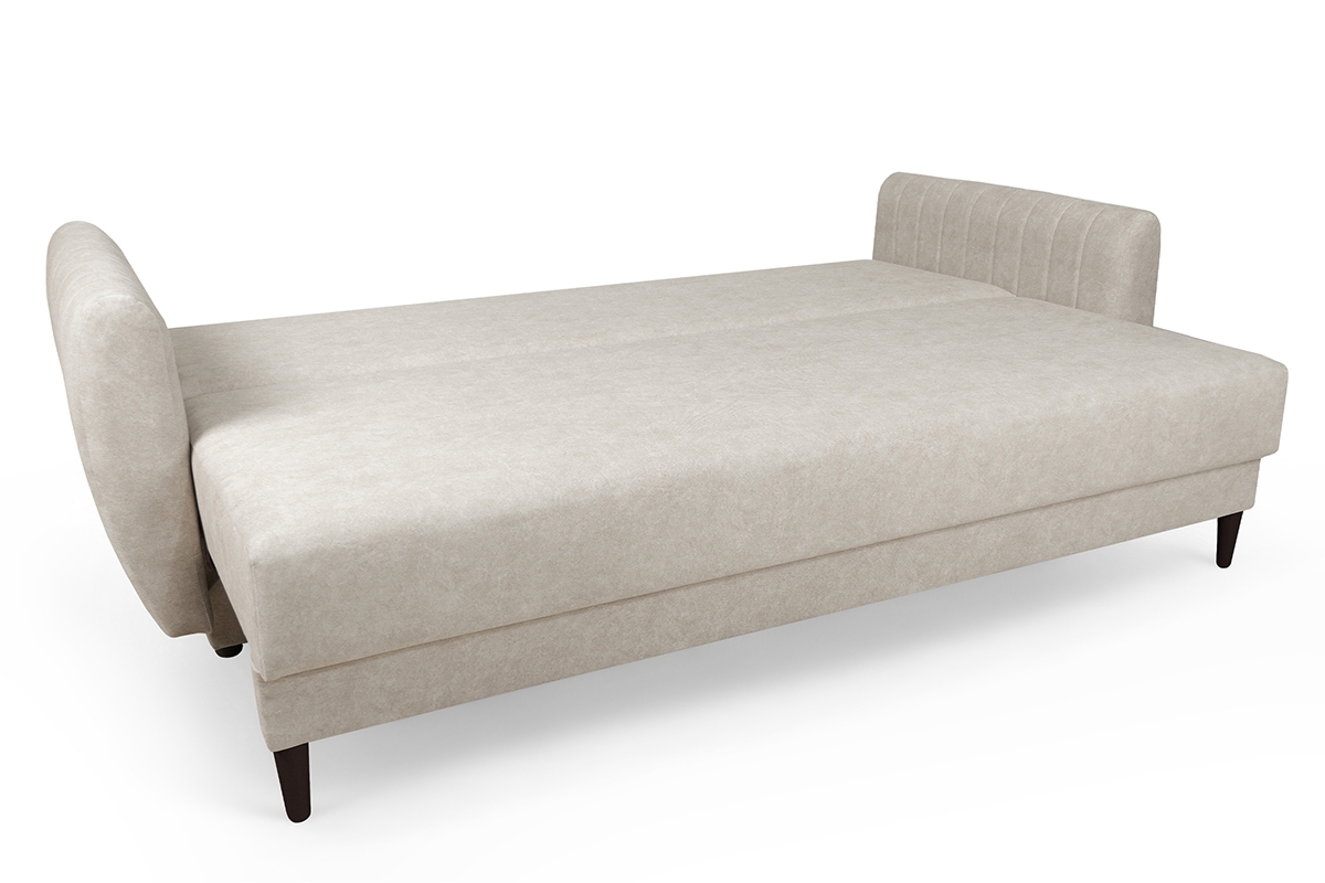 Rozkládací gauč Mikni s úložným prostorem - krémový hydrofobní samet / nožky venge Gauč Rozkladací s úložným prostorem Mikni