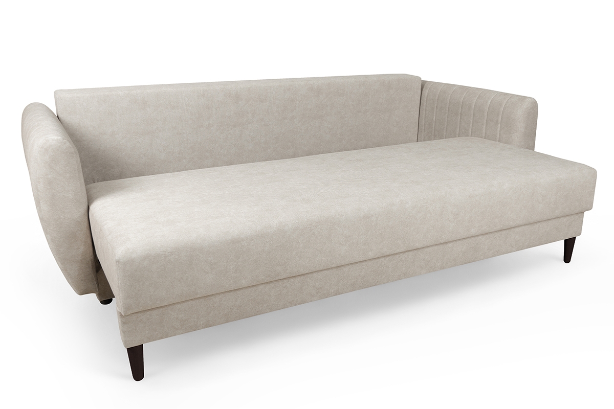 Rozkládací gauč Mikni s úložným prostorem - krémový hydrofobní samet / nožky venge Gauč Rozkladací s úložným prostorem Mikni