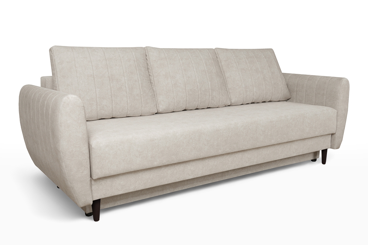 Rozkládací gauč Mikni s úložným prostorem - krémový hydrofobní samet / nožky venge Gauč Rozkladací s úložným prostorem Mikni