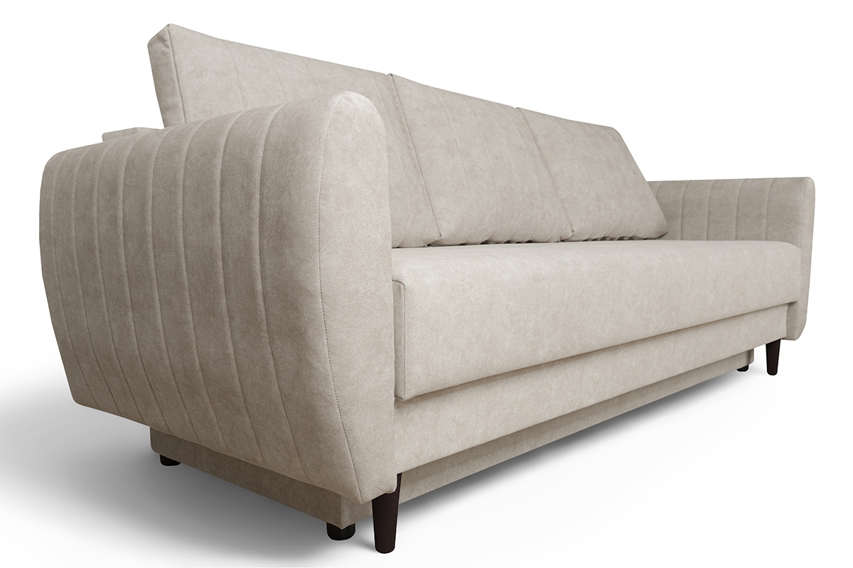 Rozkládací gauč Mikni s úložným prostorem - krémový hydrofobní samet / nožky venge Gauč Rozkladací s úložným prostorem Mikni