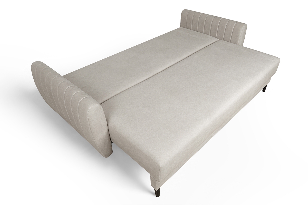 Rozkládací gauč Mikni s úložným prostorem - krémový hydrofobní samet / nožky venge Gauč Rozkladací s úložným prostorem Mikni