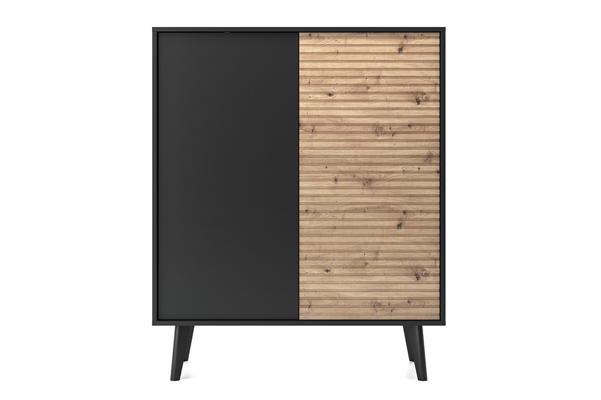 Komoda Elemoz 104 cm - černý / dub artisan Komoda dvoudveřová Elemoz 104 cm - Černý / Dub artisan - přední část