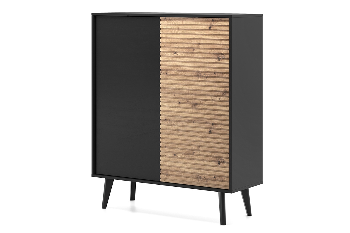 Komoda Elemoz 104 cm - černý / dub artisan Komoda dvoudveřová Elemoz 104 cm - Černý / Dub artisan
