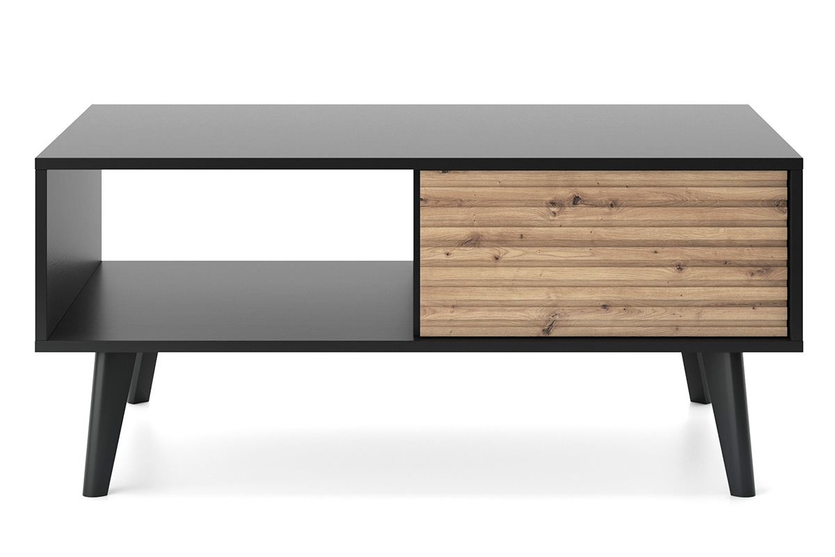 Konferenčný stolík Elemoz so zásuvkami - čierna / dub artisan Konferenčný stolík Elemoz so zásuvkami - Čierny / Dub artisan - Predná časť
