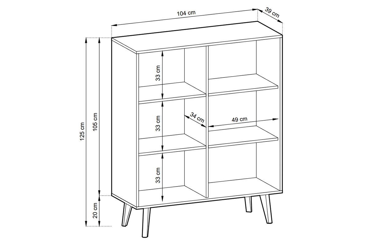 Komoda Elemoz 104 cm - černý / dub artisan Komoda dvoudveřová Elemoz 104 cm - Černý / Dub artisan - Rozměry